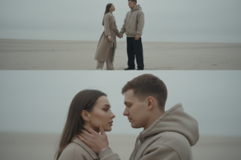 Промпт для фото в стиле 🎬 Три акта любви: от прикосновения до поцелуя