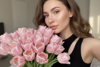 Промпт для фото в стиле 📸 Тюльпаны, селфи и ностальгия по 2000-м