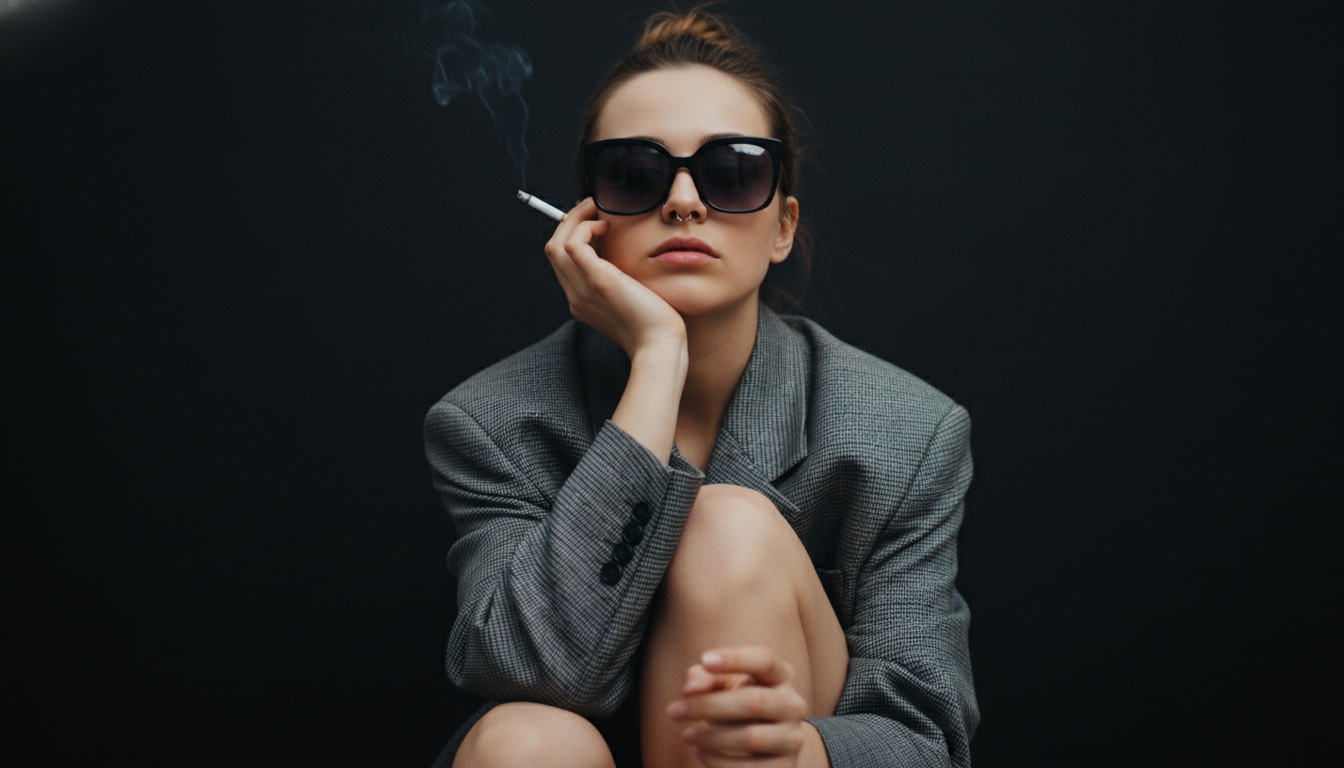 Промпт для фото в стиле 🌙 В объятиях меланхолии: портрет городской одиночки