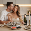 Промпт для фото в стиле 🥂 Романтический ужин с устрицами при свечах