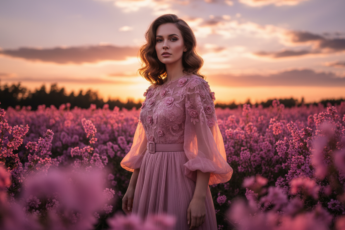 Промпт для фото в стиле 🌸 Романтичный портрет в море цветущих пионов