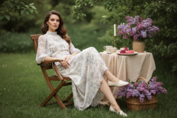 Промпт для фото в стиле 🌸 Романтичный чайный этюд в сиреневом саду