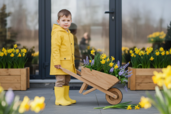 Промпт для фото в стиле 🌱 Маленький садовник: весенний портрет в желтом