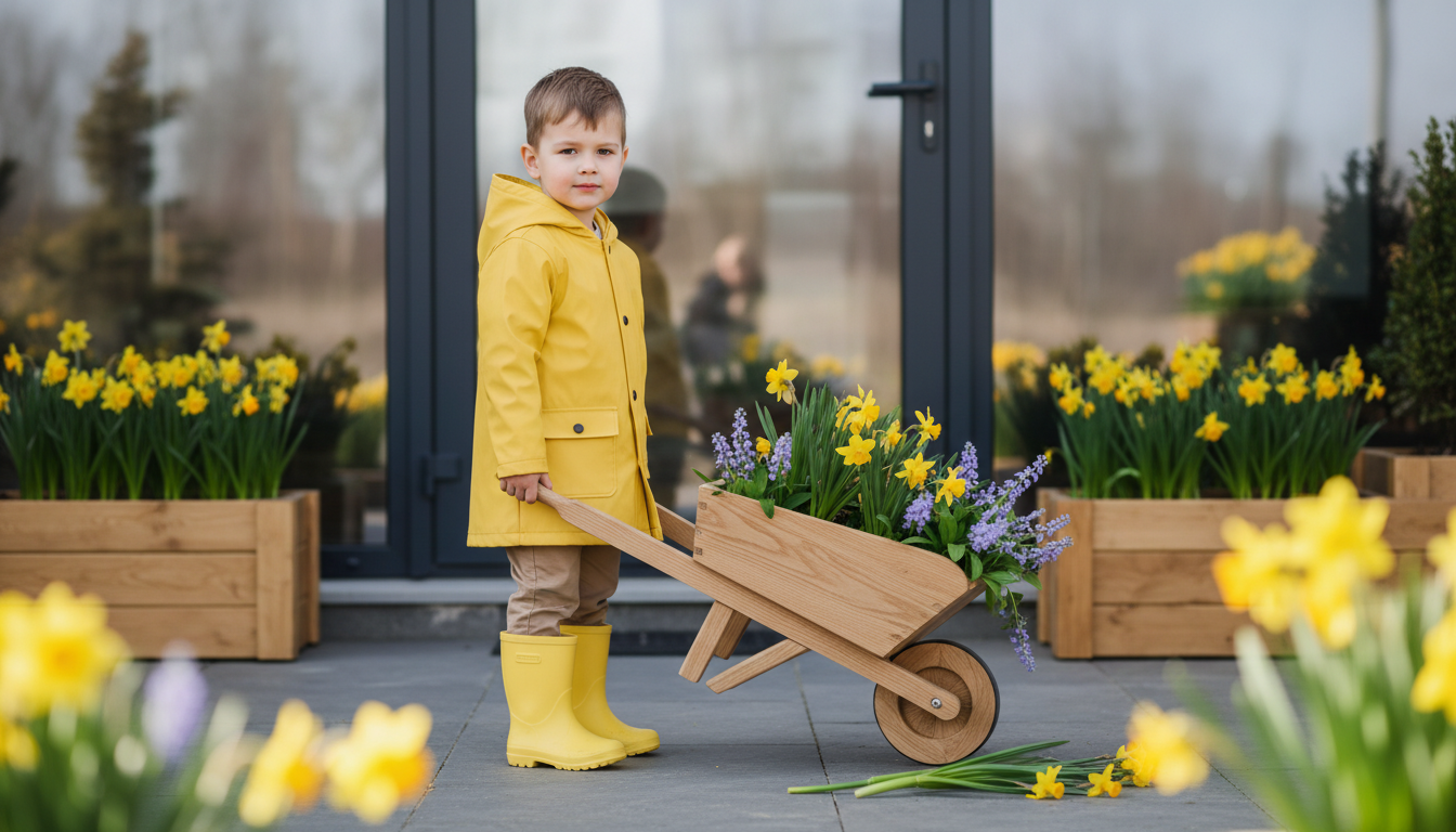 Промпт для фото в стиле 🌱 Маленький садовник: весенний портрет в желтом