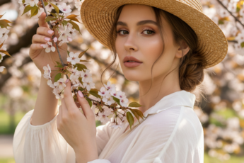 Промпт для фото в стиле 🌸 Нежная весна в каждом кадре: портрет среди цветущей сакуры