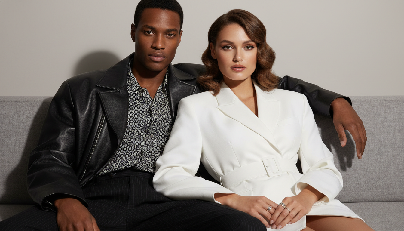 Промпт для фото в стиле 📸 Стильная пара в духе модных 90-х