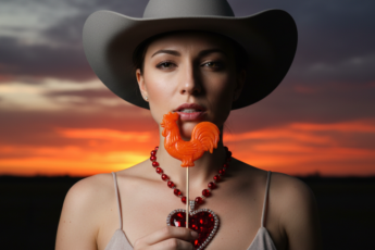 Промпт для фото в стиле 🌅 Сладкая дерзость на фоне заката