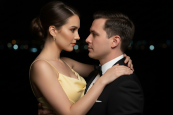 Промпт для фото в стиле 💃 Танго двух сердец в огнях ночного города