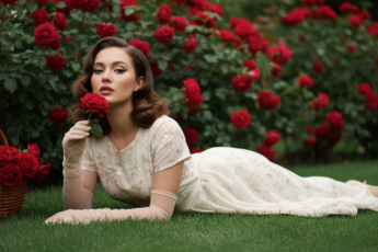Промпт для фото в стиле 🌹 Винтажная романтика в розовом саду