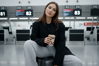 Промпт для фото в стиле ✈️ В ожидании рейса: стильные будни путешественницы