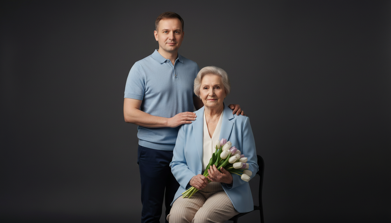 Промпт для фото в стиле 📸 Семейный портрет: теплое мгновение в студии