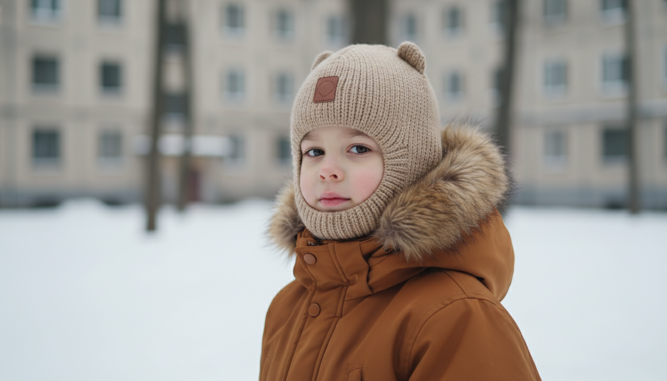 Промпт для фото в стиле 🌨️ Зимний портрет маленького горожанина
