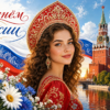 Поздравительная открытка ко Дню России, сделанная в нейросети
