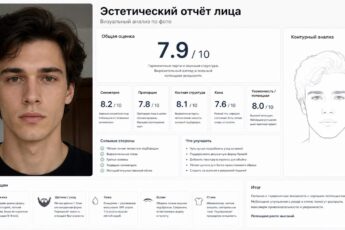 Оценка внешности по фото в нейросети: пример карточки эстетического анализа лица