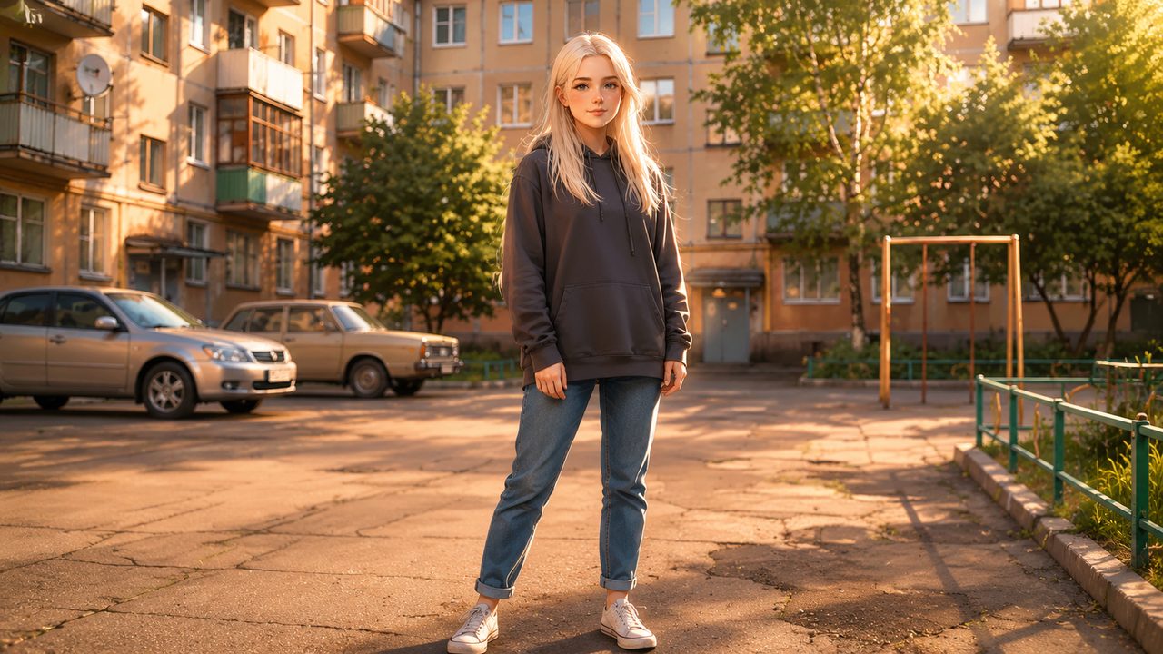 Фото в стиле аниме: портрет девушки, переведённый нейросетью в аниме-иллюстрацию с сохранением лица