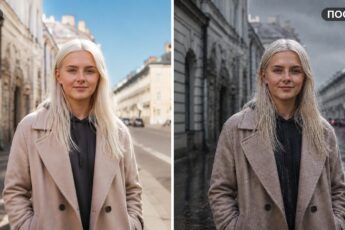 Обложка ДО и ПОСЛЕ: эффект дождя на фото в нейросети