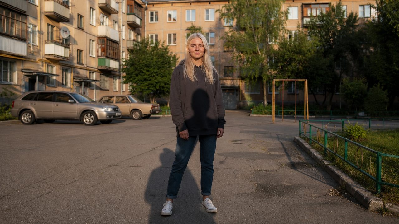 Убрать тень на фото, кадр до обработки: резкая тень фотографа упала на человека и землю