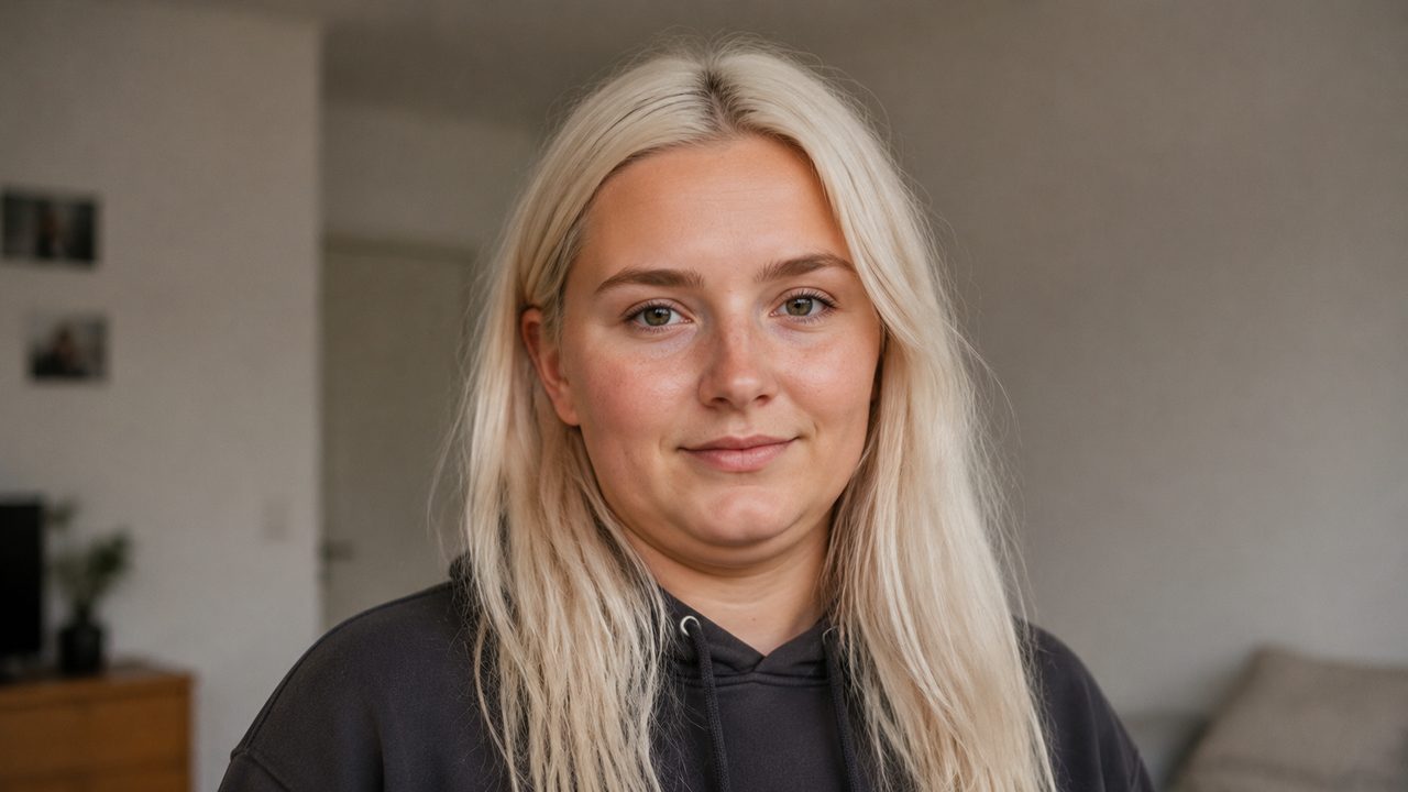 Убрать второй подбородок на фото, портрет до обработки: у героини выражен второй подбородок