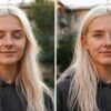 Открыть глаза на фото: до и после на портрете, слева глаза закрыты, справа открыты