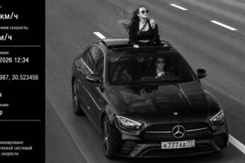 Фото с камеры контроля скорости: люксовое авто на трассе и данные радара на экране