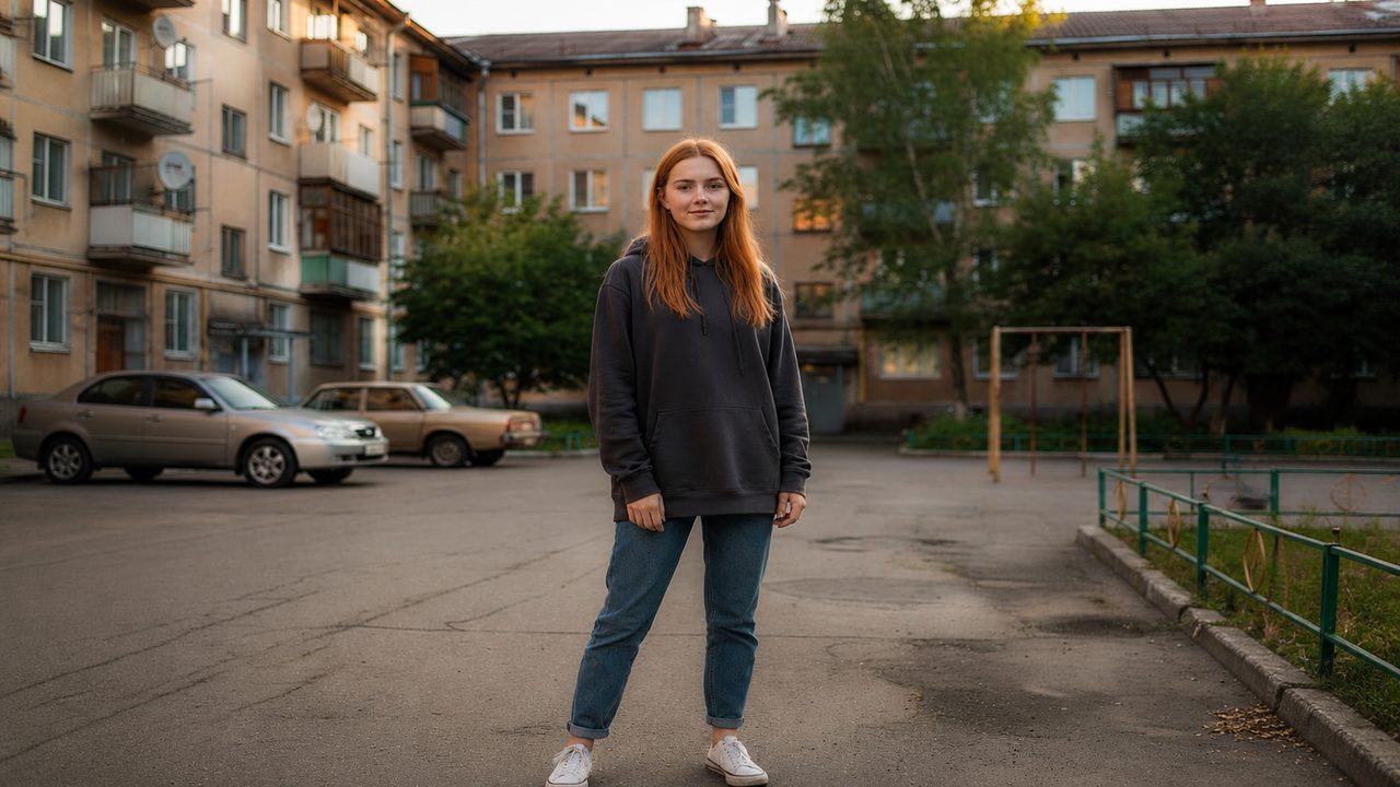 Примерить цвет волос по фото: та же девушка с волосами в медно-рыжем оттенке