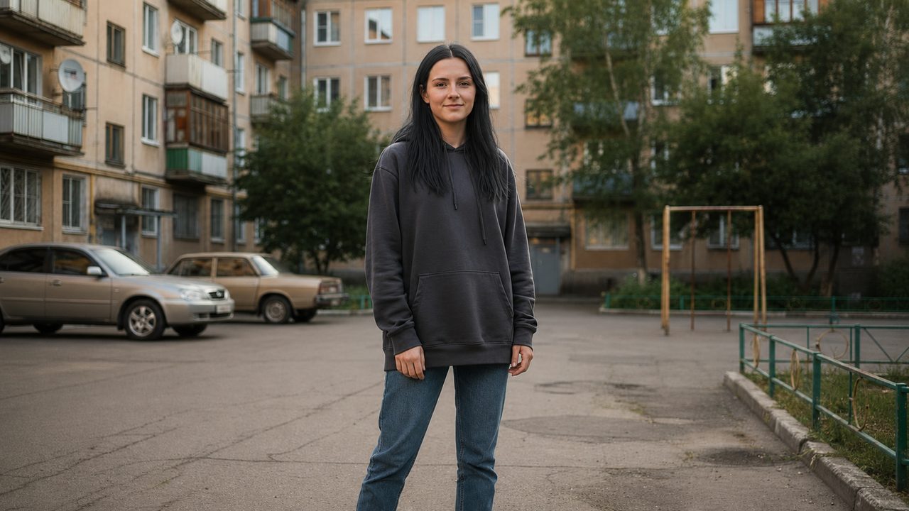 Изменить цвет волос по фото: глубокий угольно-чёрный на том же портрете