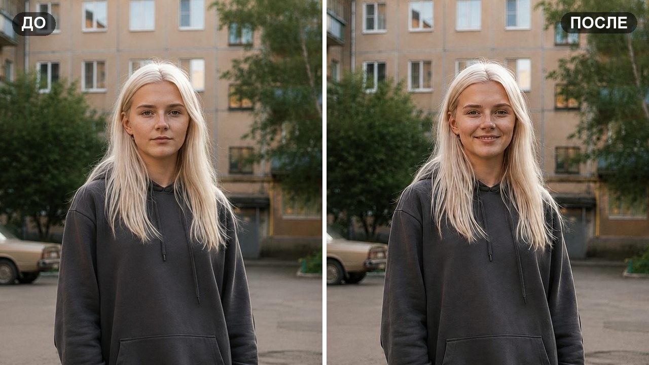 Сделать улыбку на фото: лицо до и после