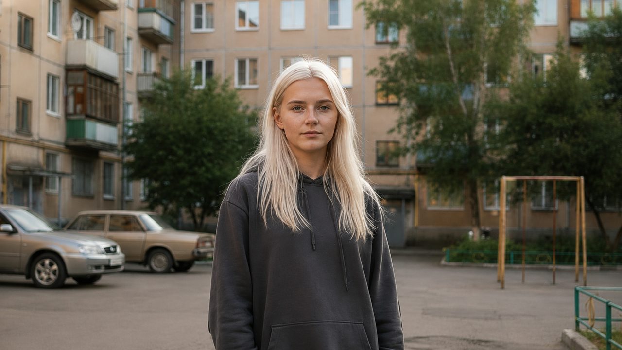 Лицо до обработки: серьёзное выражение, губы сомкнуты