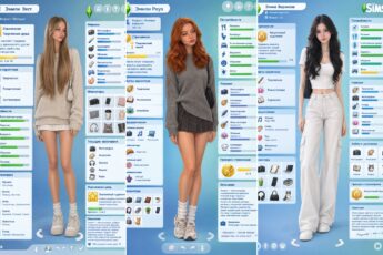 Персонаж Симс 4 по фото: три экрана создания героя с лицами девушек с селфи