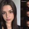 Ночное селфи коллажем: дневное селфи девушки и три тёмных кадра с её лицом