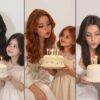 Фото с собой маленькой на день рождения: три девушки задувают свечи, торт держат их детские версии