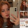 Цветотип по фото: селфи рыжей девушки у зеркала и готовый отчёт о красоте с палитрой и четырьмя образами